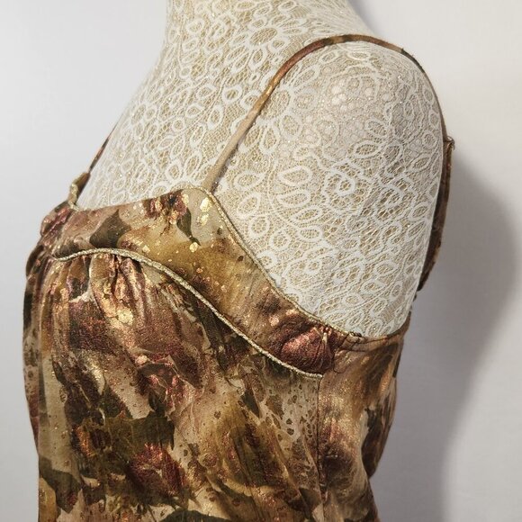 Daytrip Size Medium Floral Metallic Thread Spaghetti Strap Tank Cami Y2K Boho - Picture 5 of 13